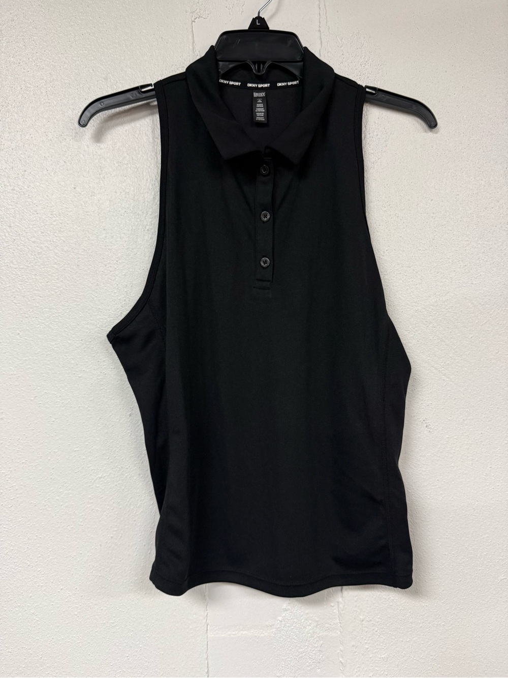 DKNY Black Sleeveless Polo Tank Top